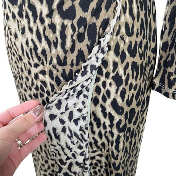 Aritzia Little Moon Celestia Leopard Print Long Sleeve Wrap Dress Size Medium - Picture 8 of 10